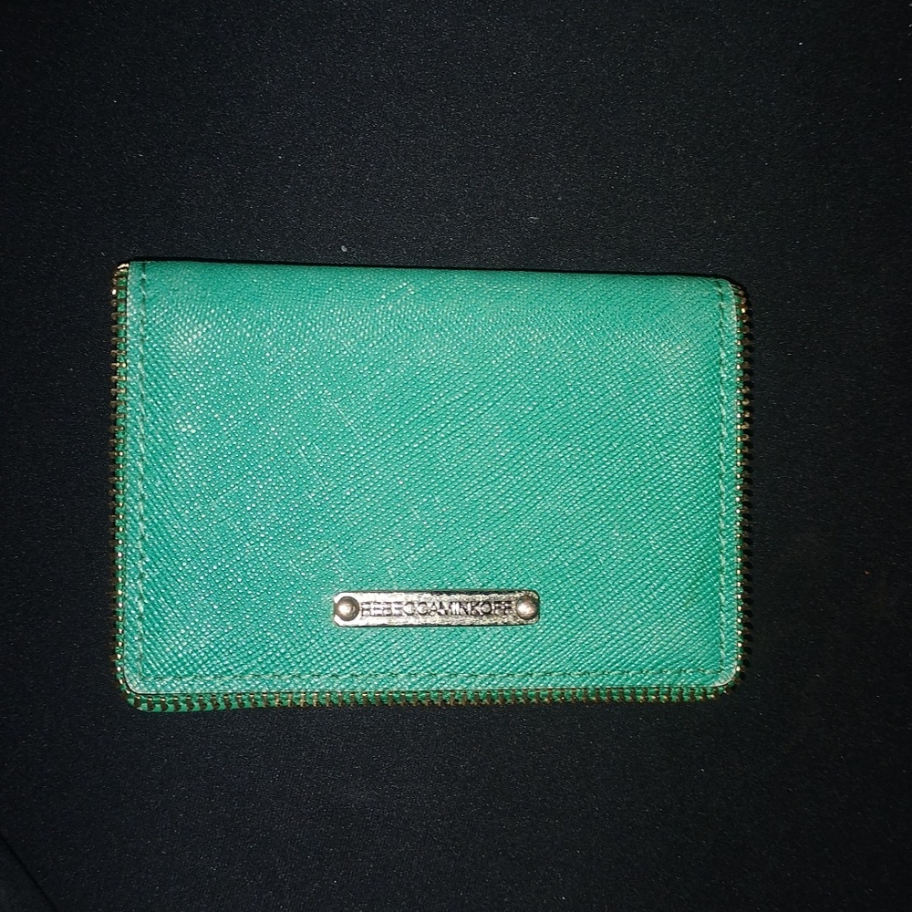 Rebecca Minkoff Green safianno leather small wallet/card holder.